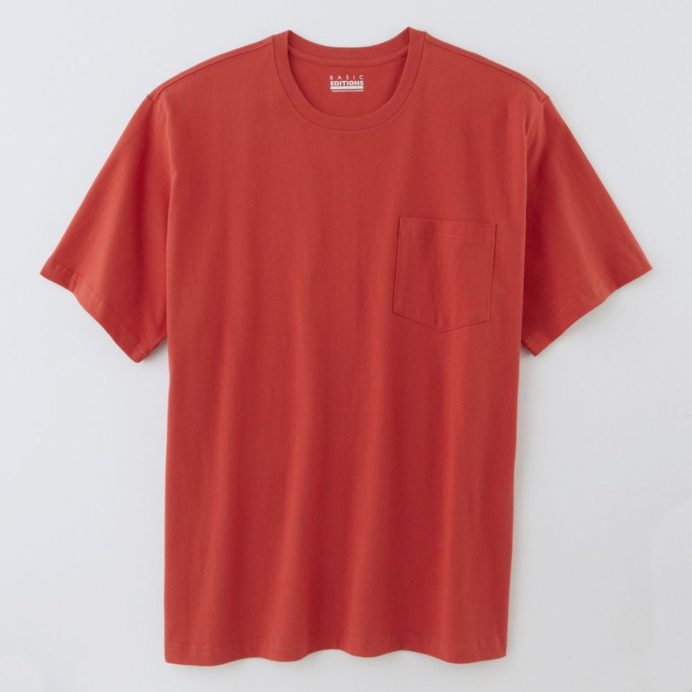 Basic Editions Men's Big & Tall Basic Pocket Crew Neck T-Shirt