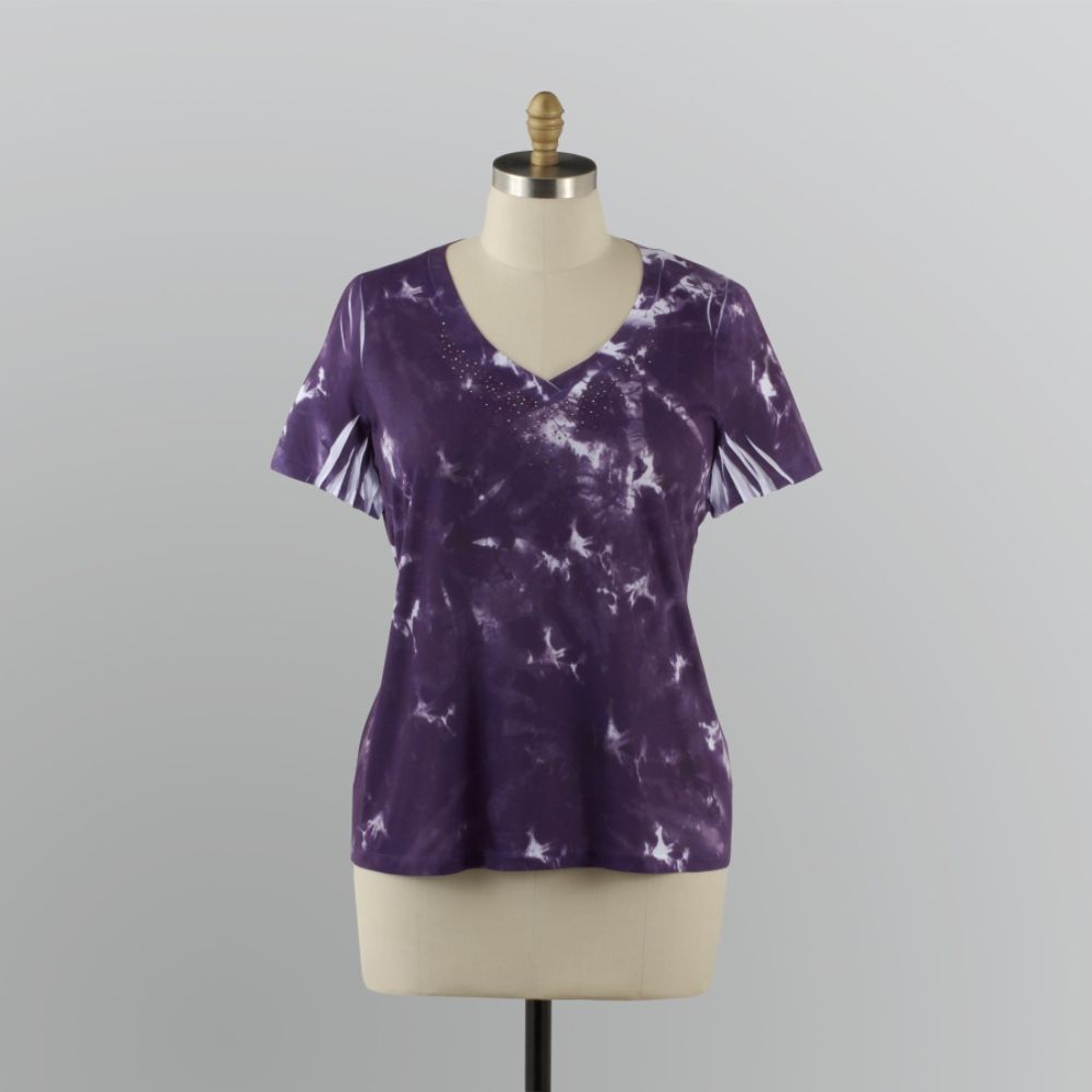 Laura Scott Women's Plus V-Neck Tie-Dye Tee