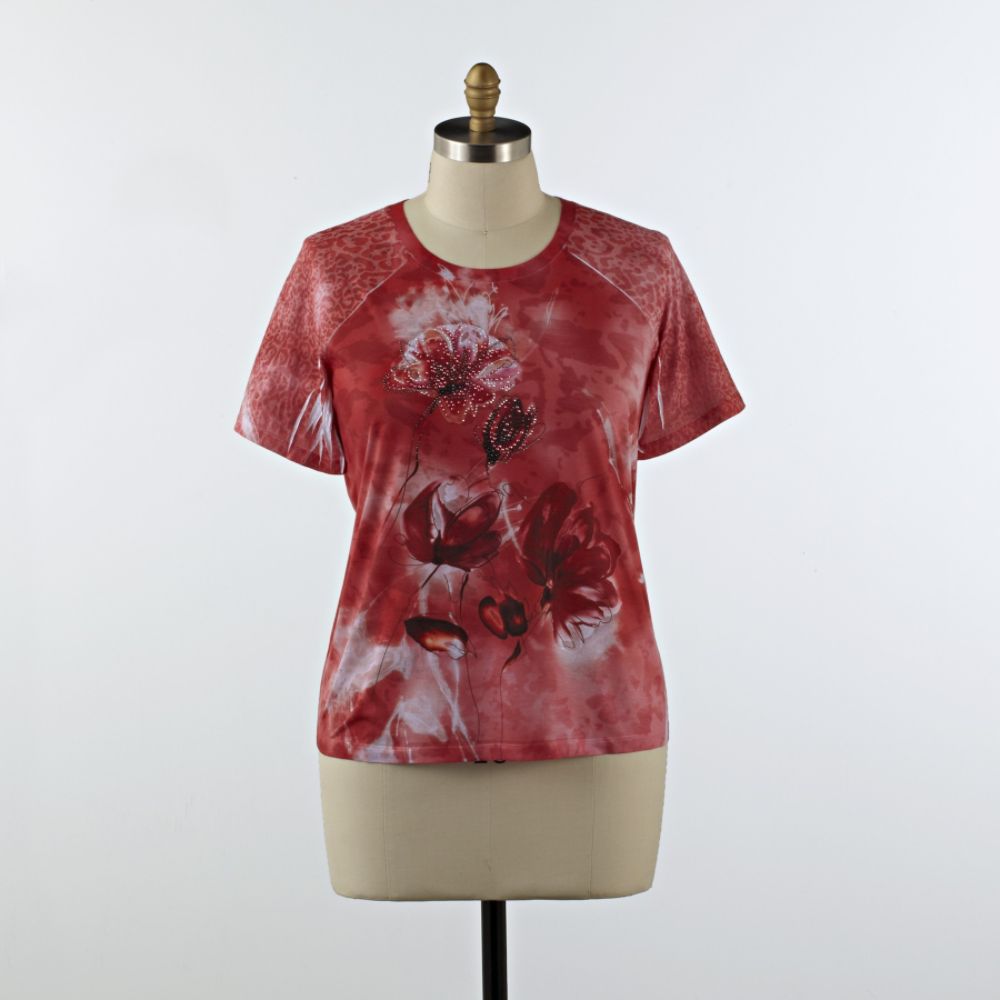 Laura Scott Women's Plus Scoop-Neck Floral Tee