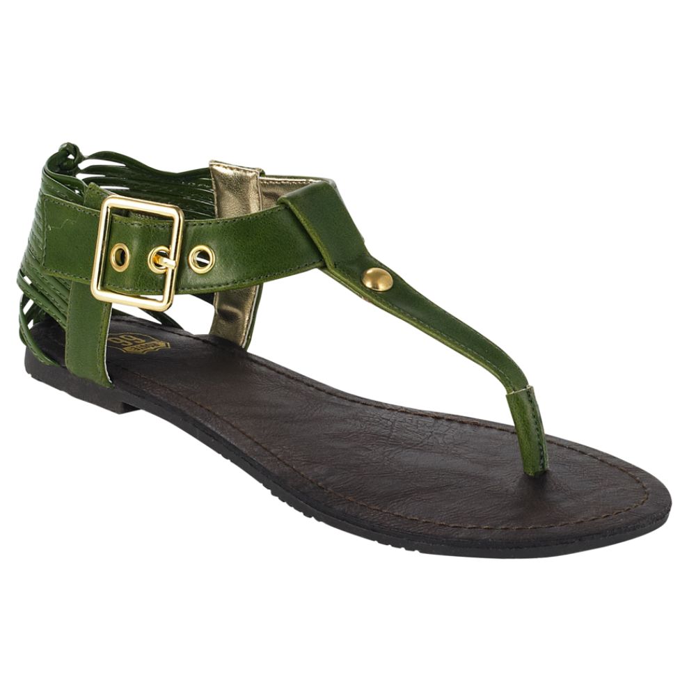 Route 66 Women's Malaga Gladiator Thong Sandal - Green at Kmart.com