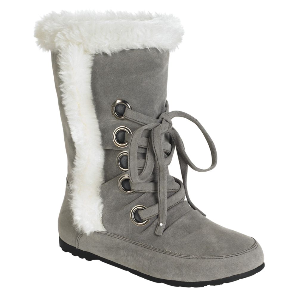 Yoki Women's Sketch Lace Up Fur Boot - Grey at Kmart.com