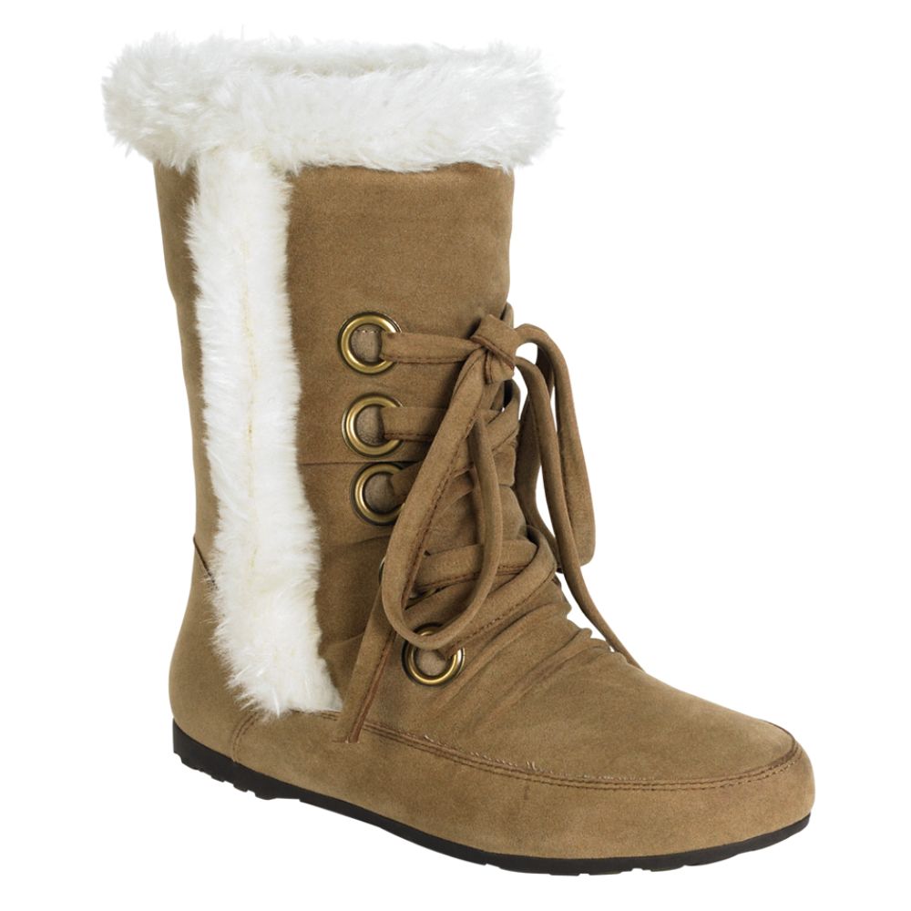 Yoki Women's Sketch Lace Up Fur Boot - Tan at Kmart.com