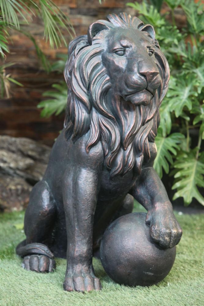 Lion Stand with Ball Statue