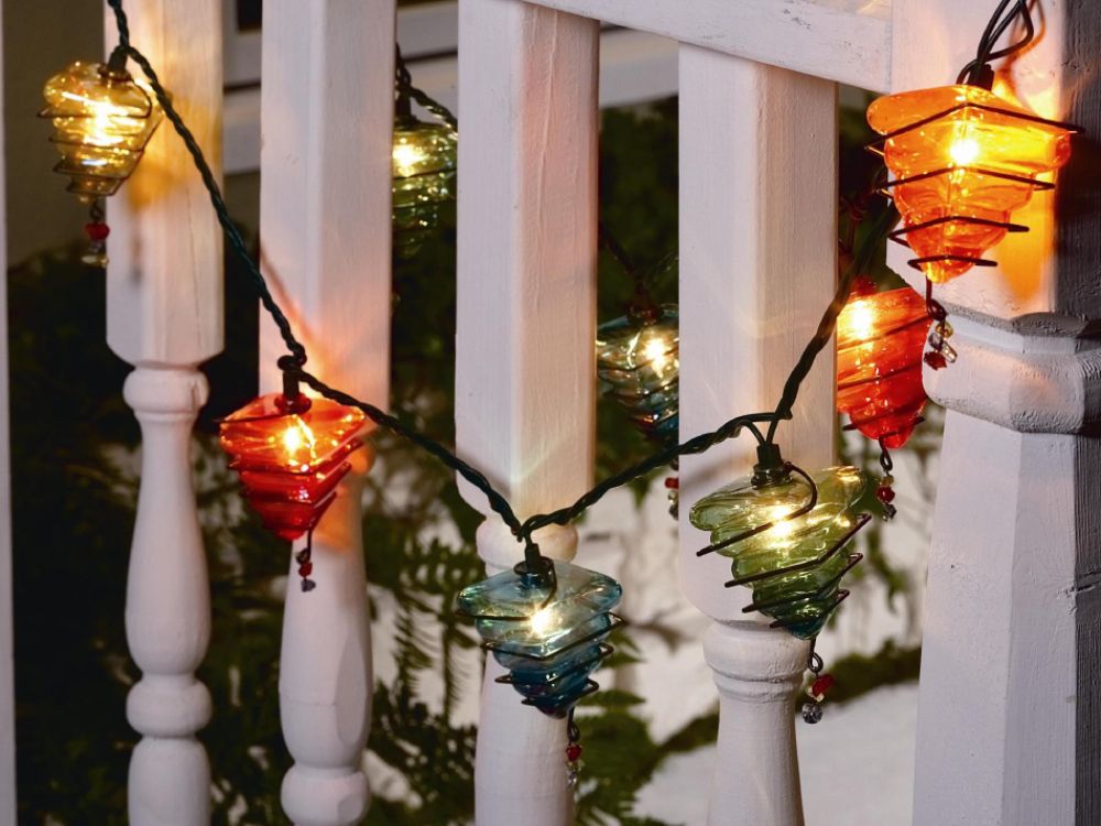 Iridescent 10 Light String Set with Metal Covers -