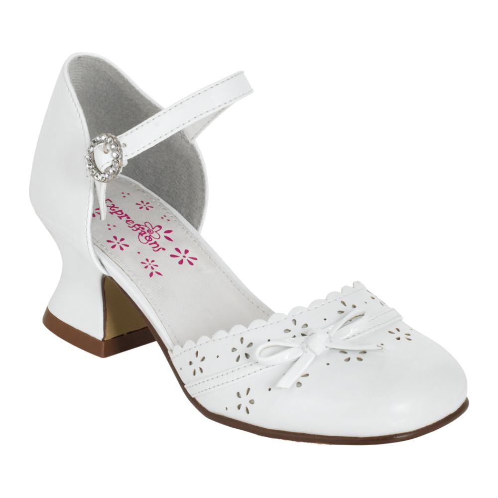 Expressions Girl's Cadberry3 Closed Toe Dress Shoe with Heel - White at Kmart.com