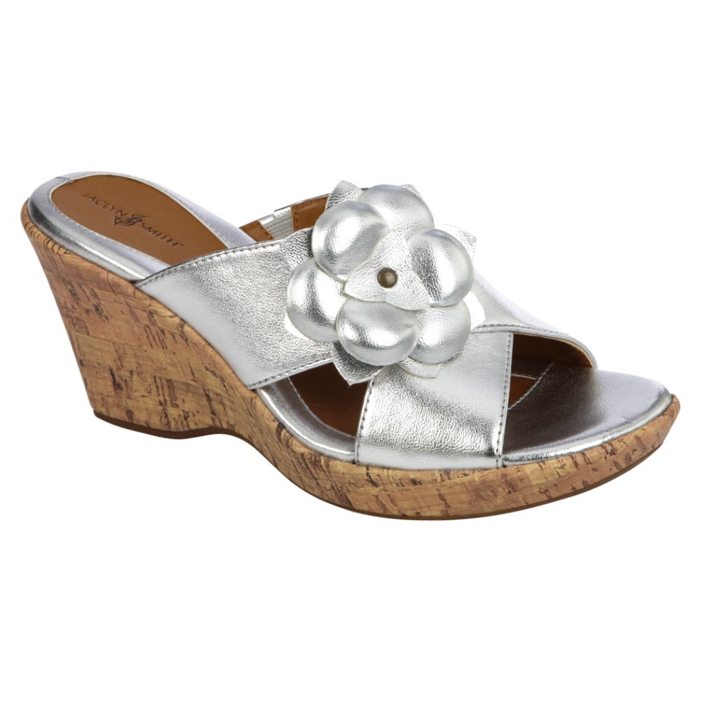 Jaclyn Smith Women's Fleur Flower Wedge Sandal - Silver at Kmart.com