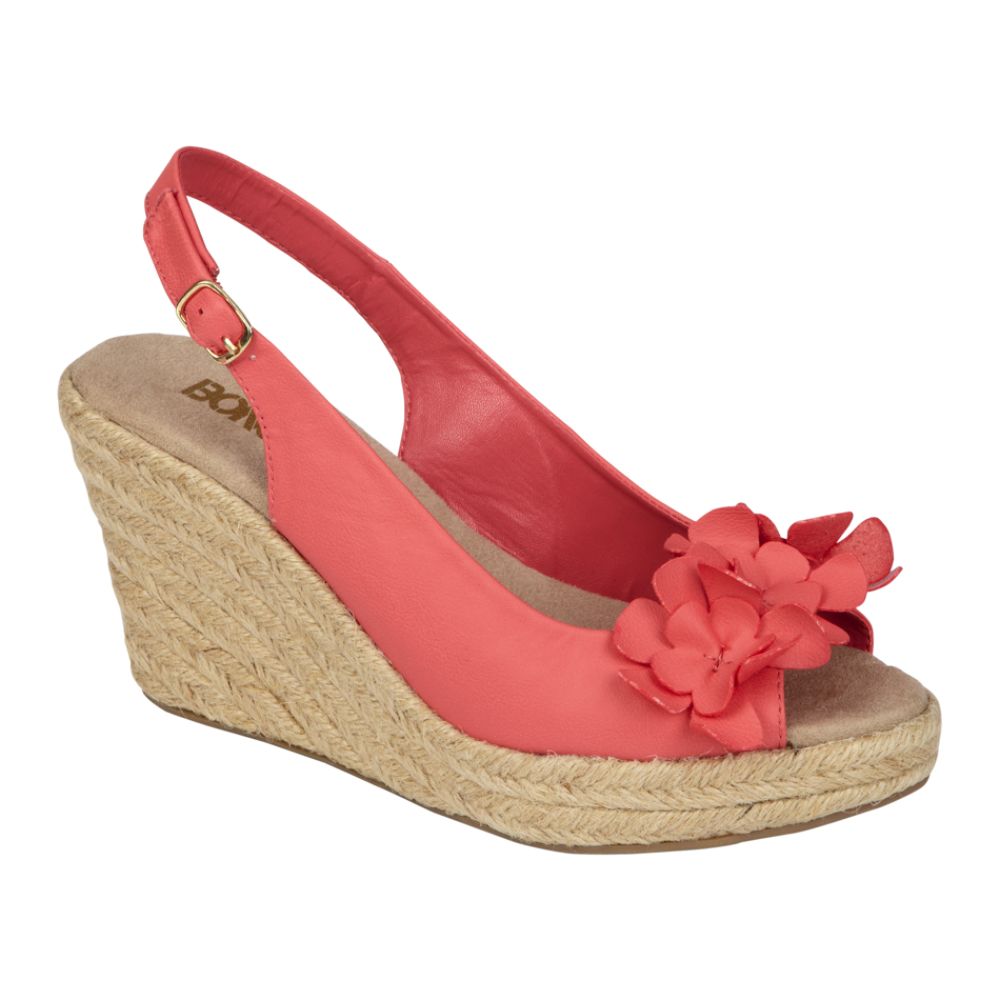 Bongo Women's Iris Flower Slingback Wedge Sandal - Coral at Kmart.com