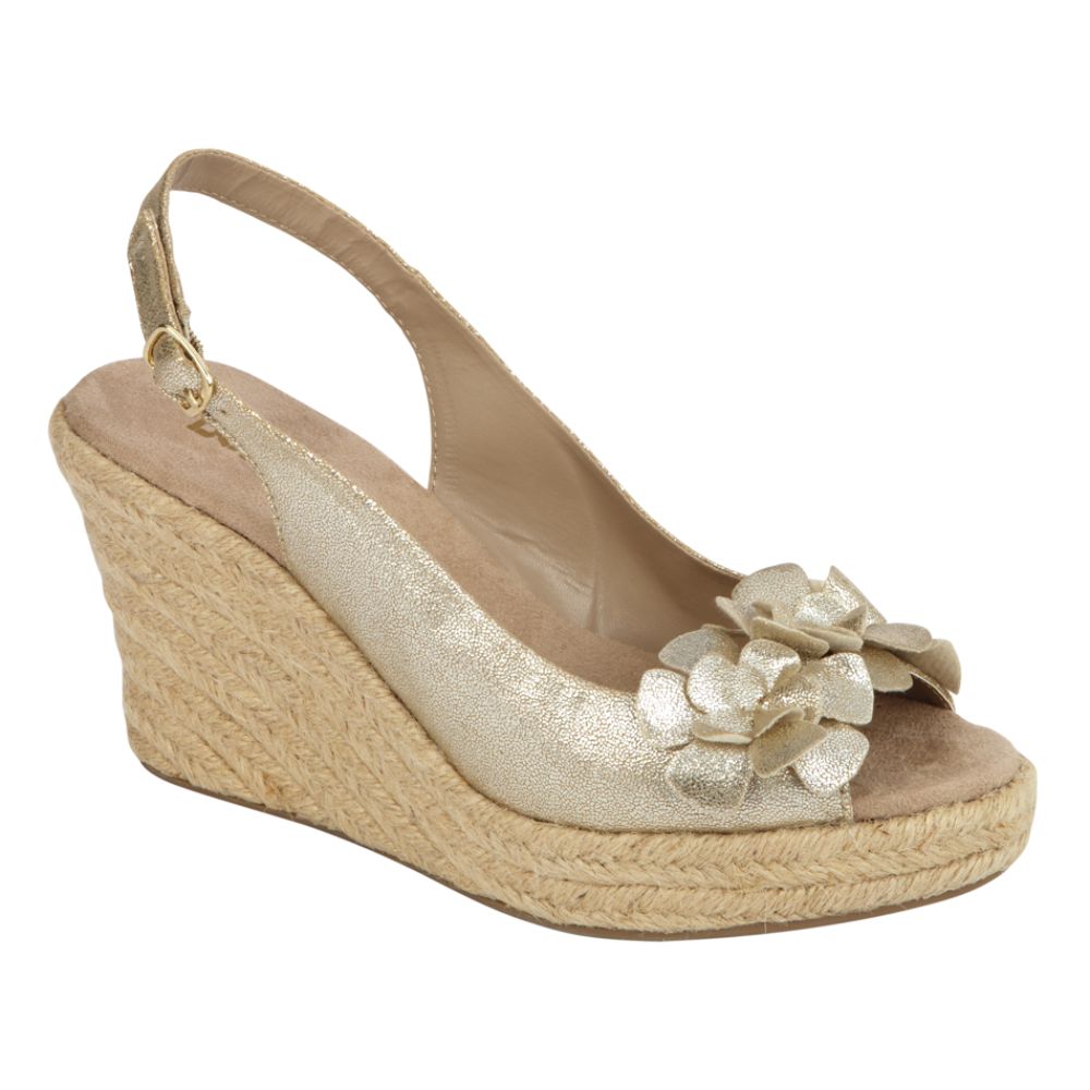 Bongo Women's Iris Flower Slingback Wedge Sandal - Gold at Kmart.com