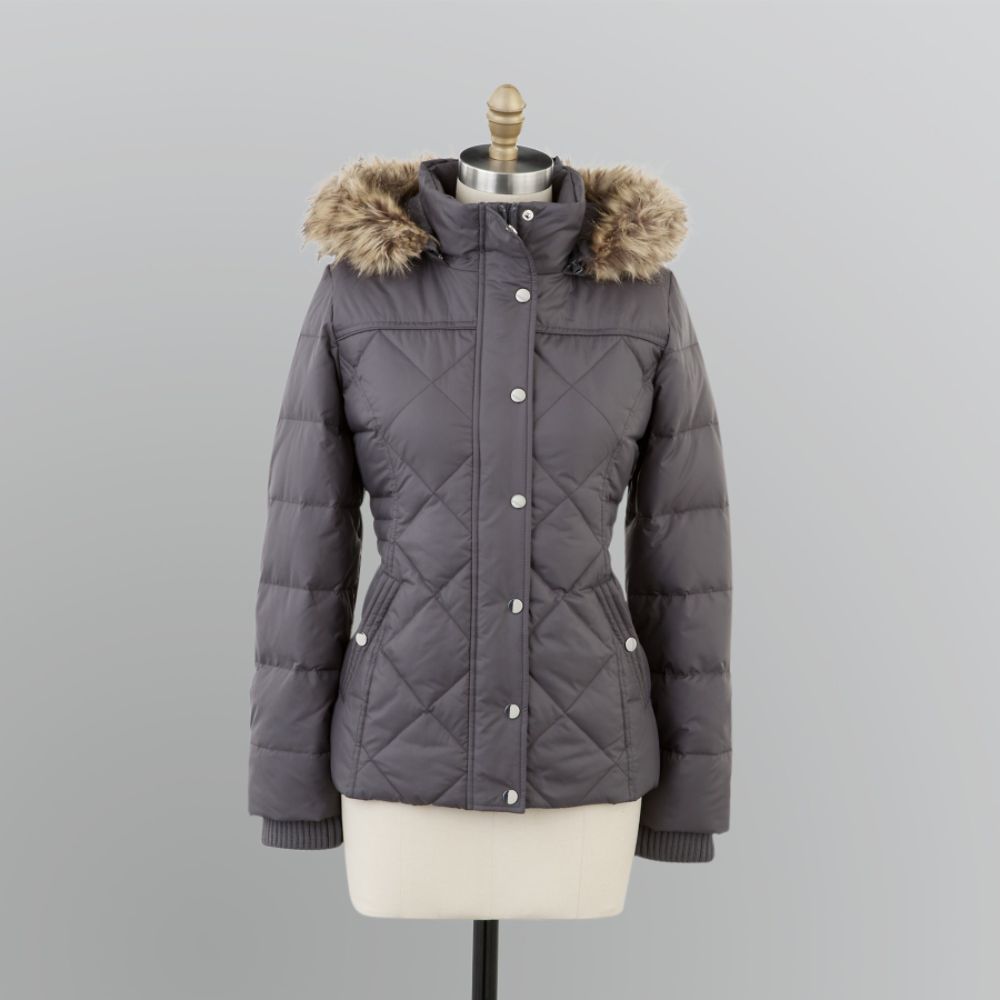 Covington Women's Plus Fur Trim Hood Puffer Coat