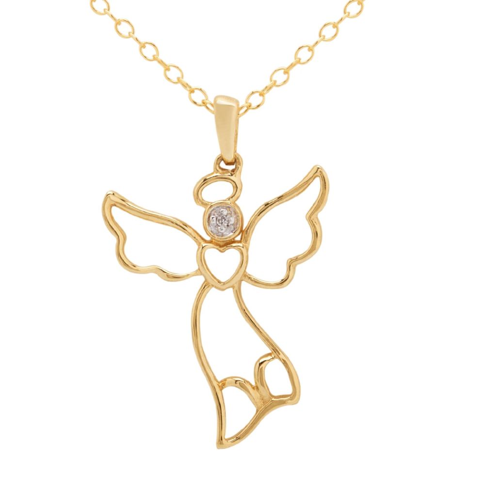 10k White Gold Angel Pendant
