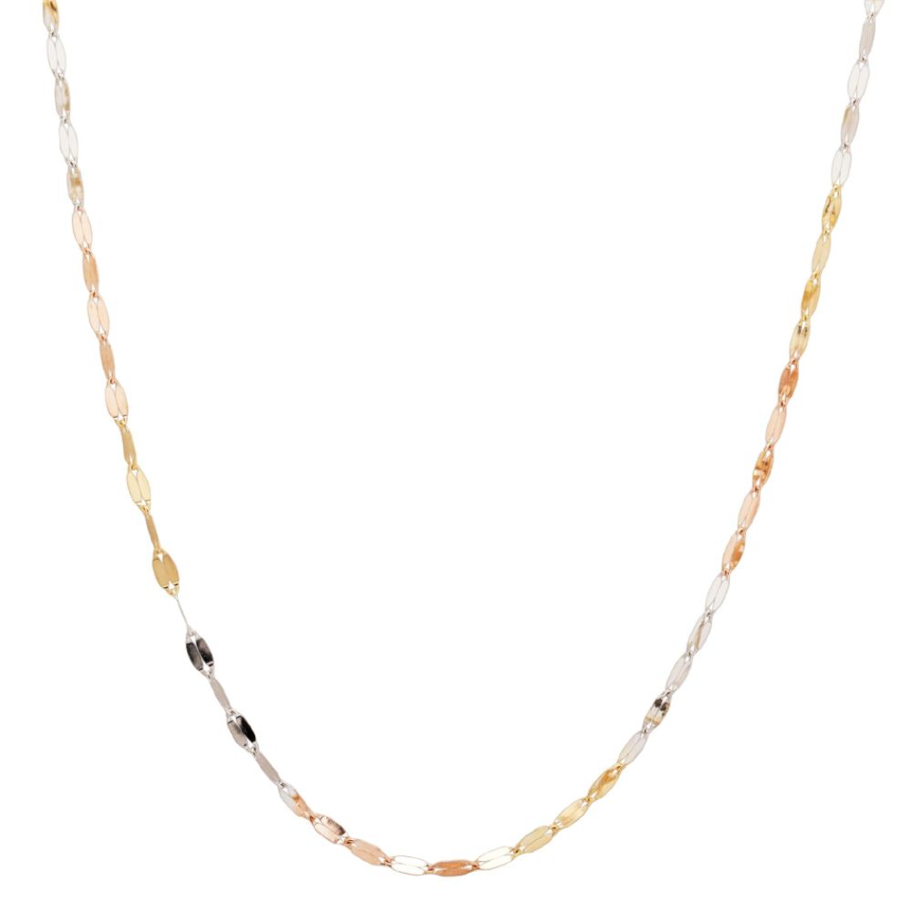 14K Tricolor Double Links Necklace