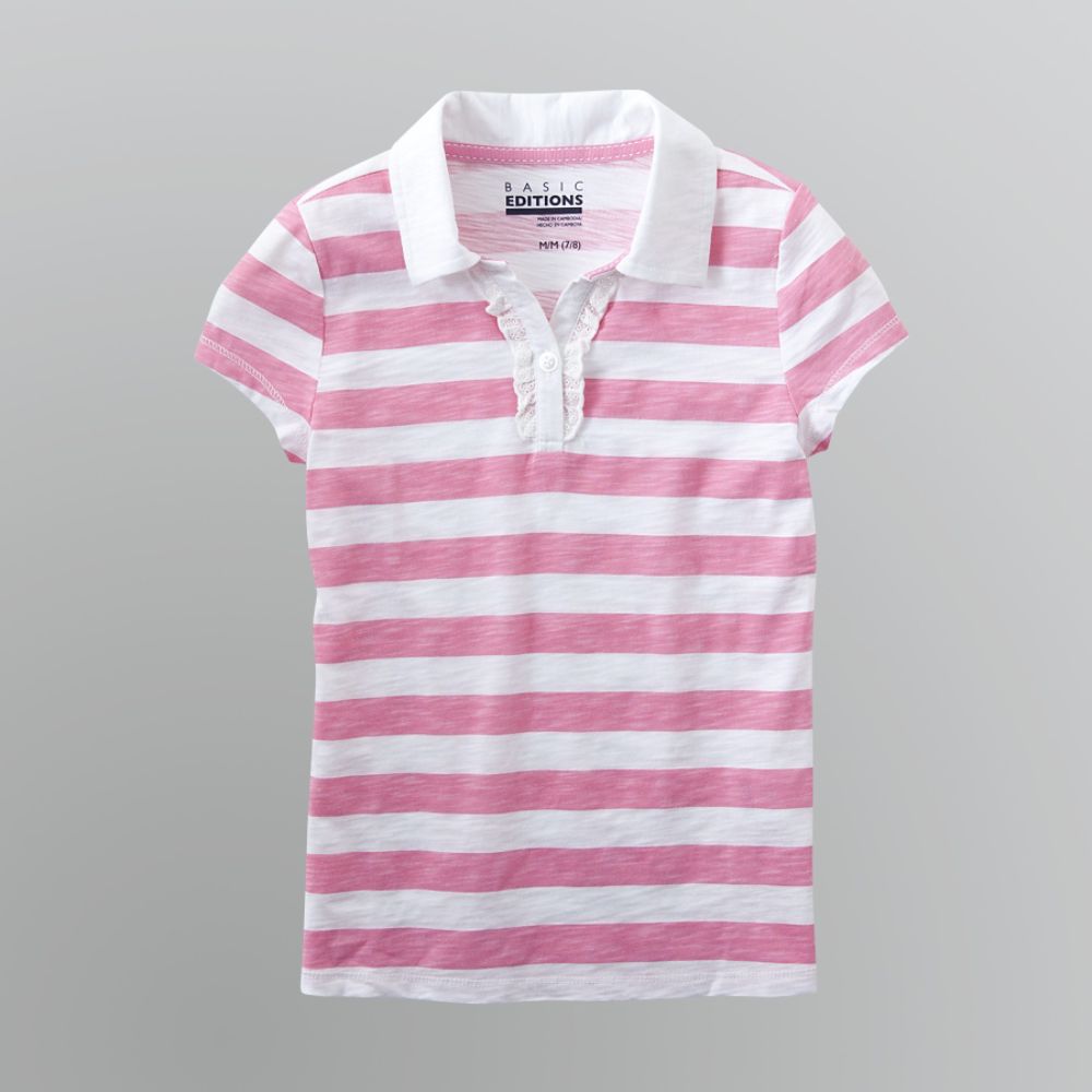 Basic Editions Girl's Striped Ruffle Polo Shirt at Kmart.com