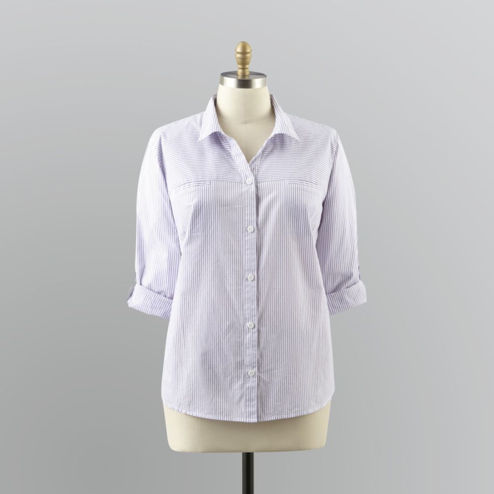 Laura Scott Women's Plus Striped Button-Down Shirt at Sears.com
