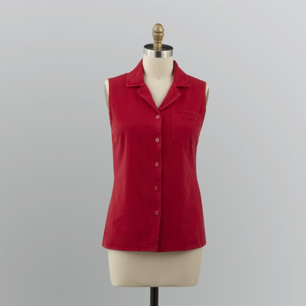Basic Editions Women's Sleeveless Woven Camp Shirt at Kmart.com