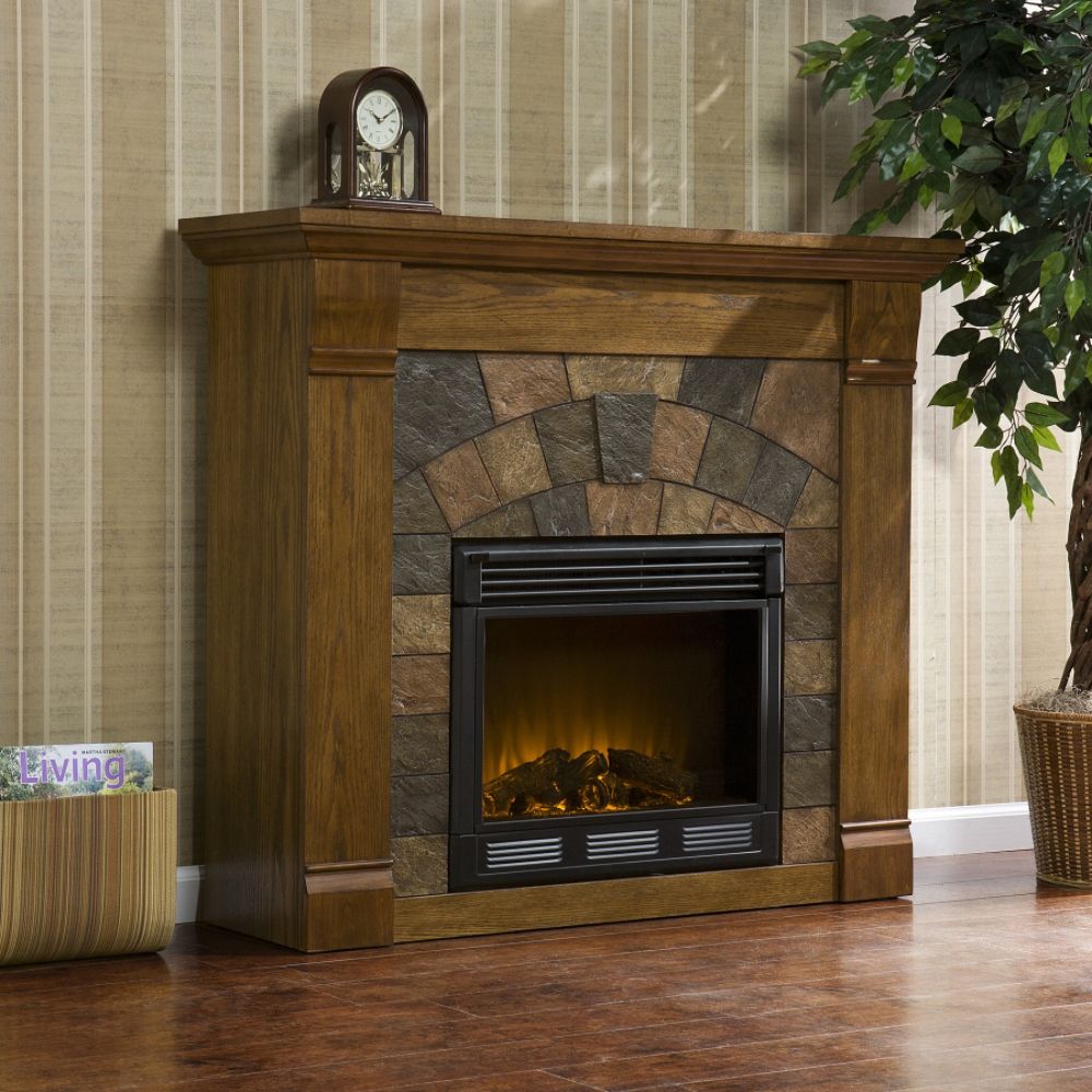 Southern Enterprises Elkmont Salem Antique Oak Electric Fireplace at Sears.com