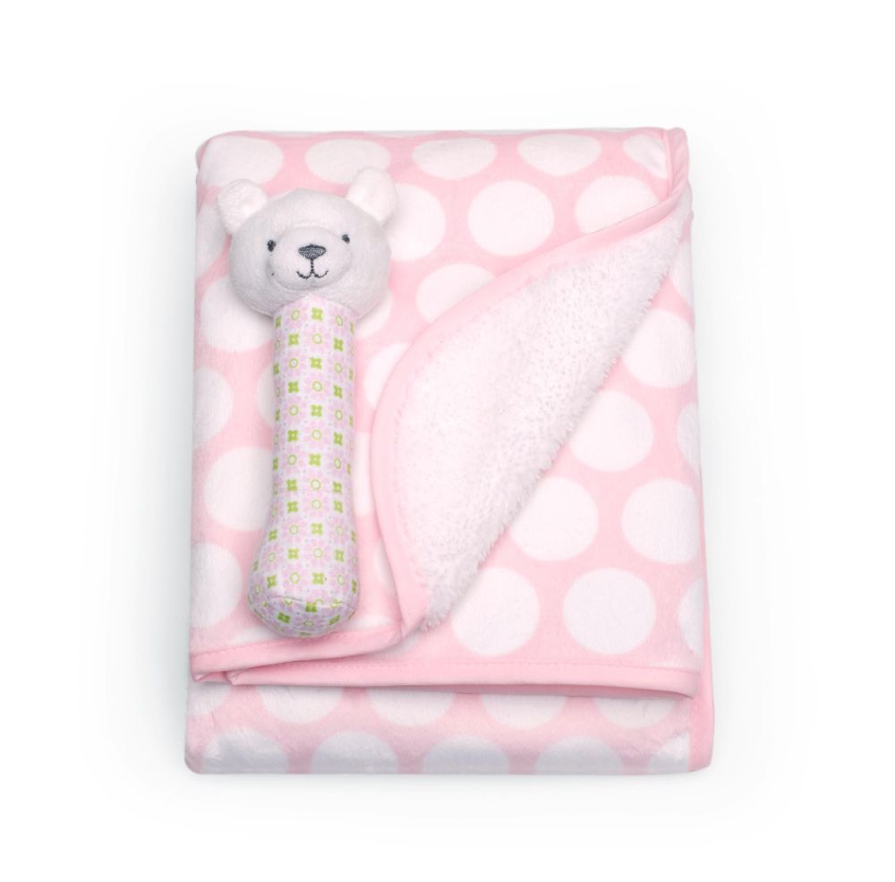 Cannon Heated Blanket on Carters Girls Reversible Velour Sherpa Blanket And Rattle Set Dotted