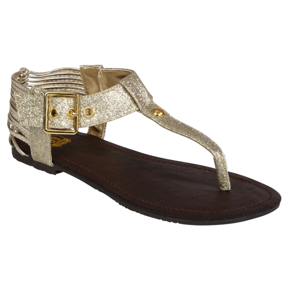 Route 66 Women's Malaga Gladiator Thong Sandal - Silver Glitter at Kmart.com