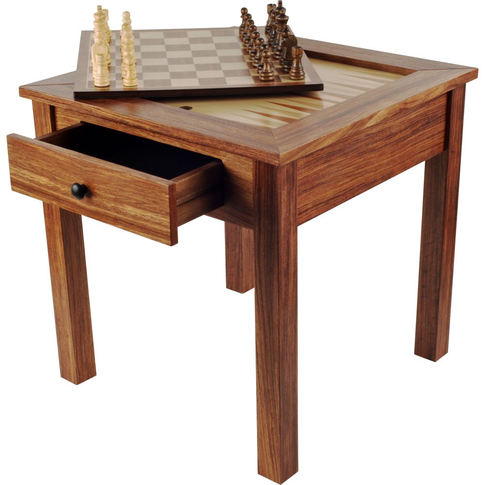 Trademark Games Wood 3 in 1 Chess Backgammon Table
