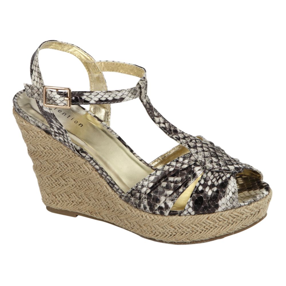 Attention Women's Horizon T-Strap Sueded Wedge Dress Sandal Wide Avail - Animal at Kmart.com