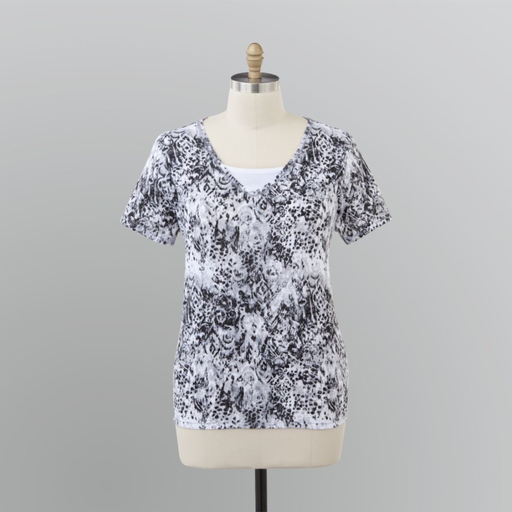 Basic Editions Women's Plus Printed Knit T-Shirt at Kmart.com