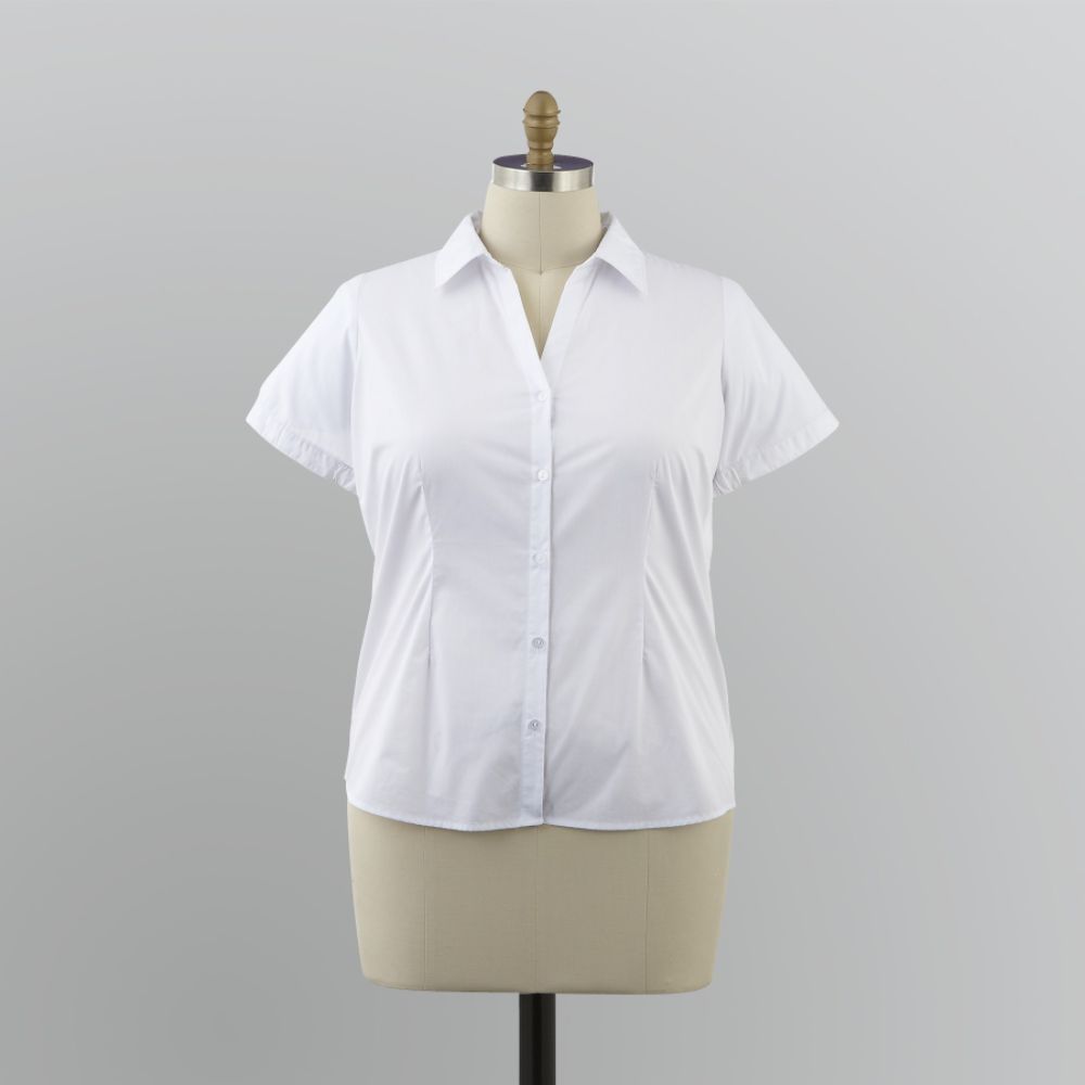 Basic Editions Women's Open Neck Camp Shirt at Kmart.com