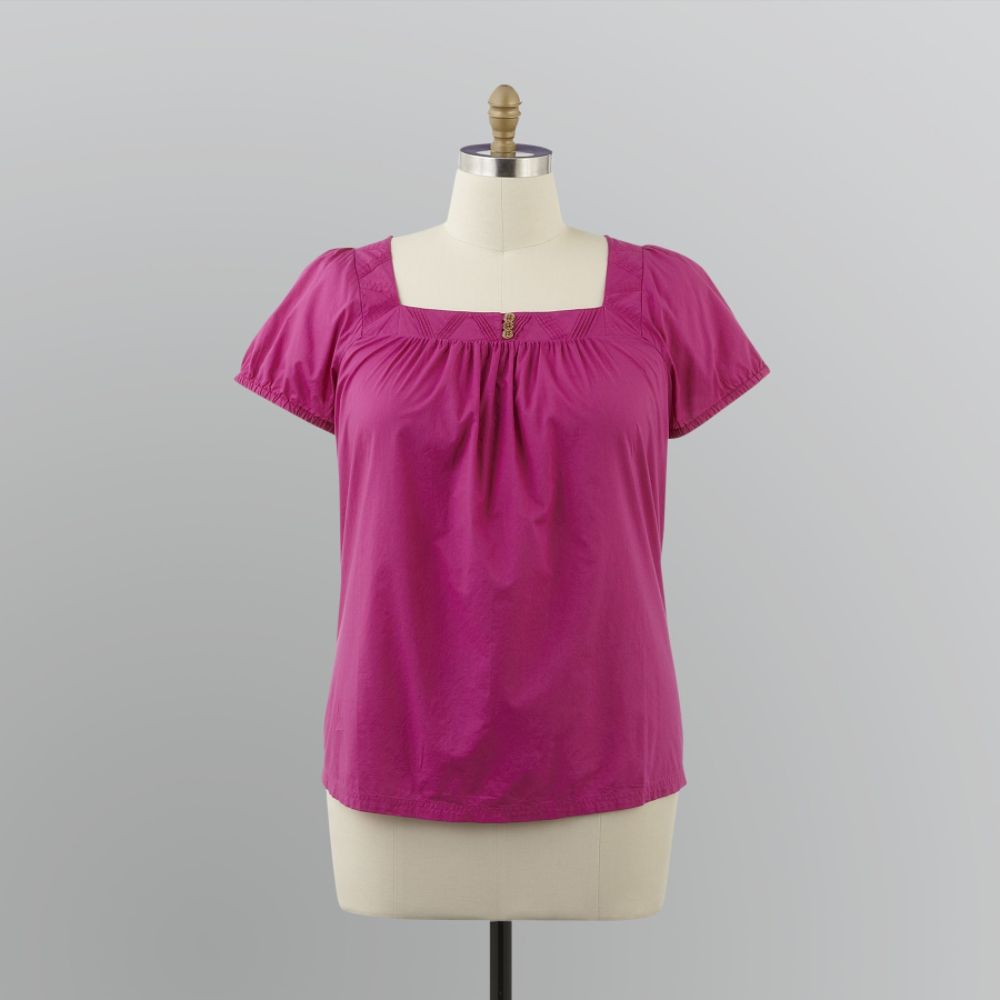 Basic Editions Women's Plus Square Neck Top