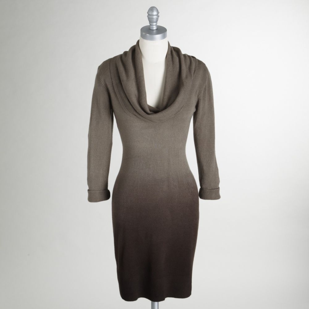 Connected Apparel Women's Cowlneck Sweater Dress