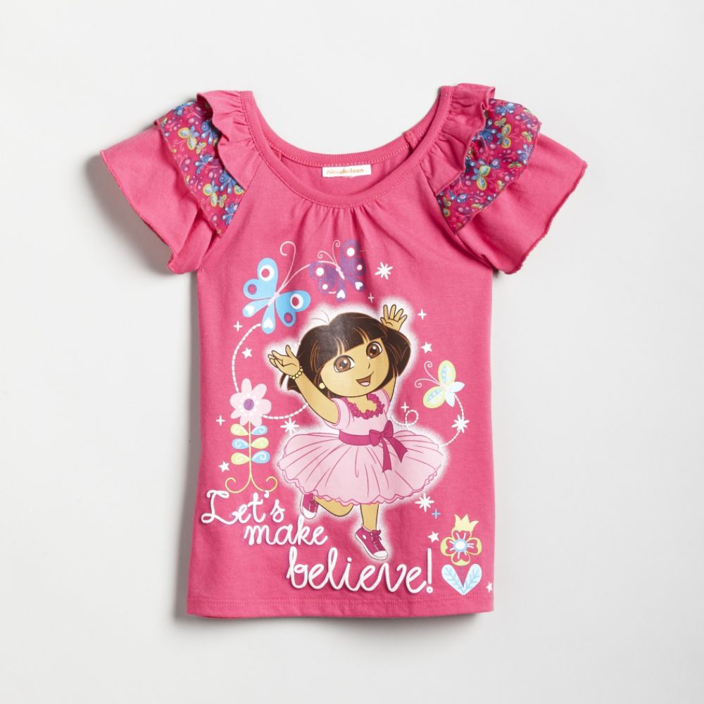 Nickelodeon Girl's Dora The Explorer Flutter Sleeve Tee