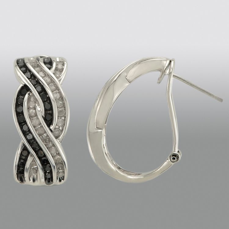 1.00 CT.TW. Black and White Diamond Earrings in Sterling Silver at Sears.com
