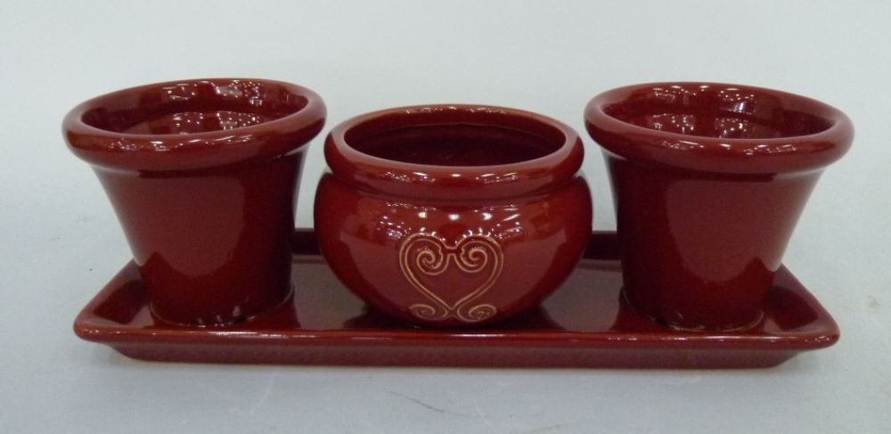 Country Living 3 Herb Pots - Red Glazed at Kmart.com