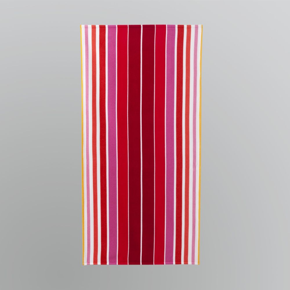 Essential Summer Multi-Stripe Beach Towel - Pink