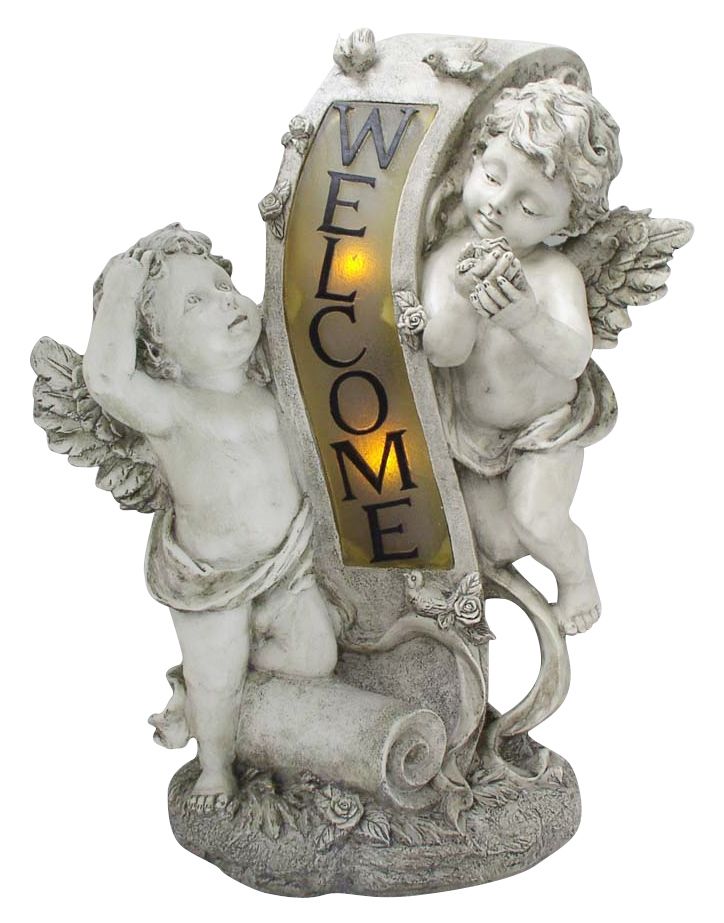 Cherubs with Solar Welcome Sign Statue at Kmart.com