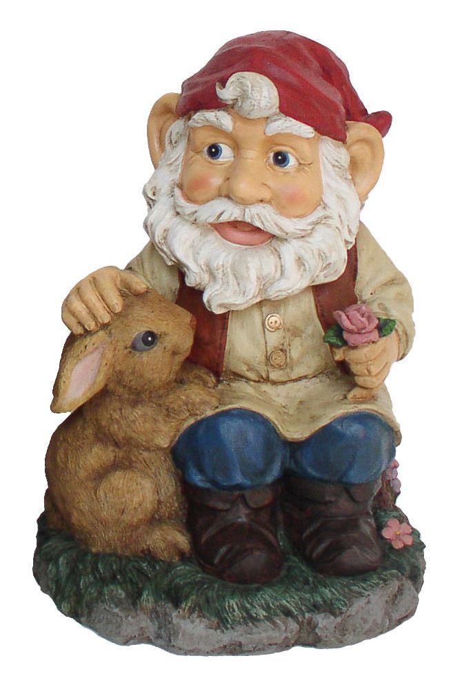 Bobble Head Gnome with Bunny Statue