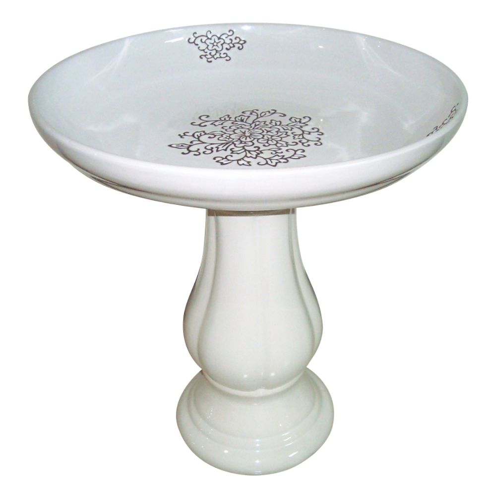 Ceramic Birdbath - White--Outdoor Living-Outdoor Decor-Lawn Ornaments &amp; Statues