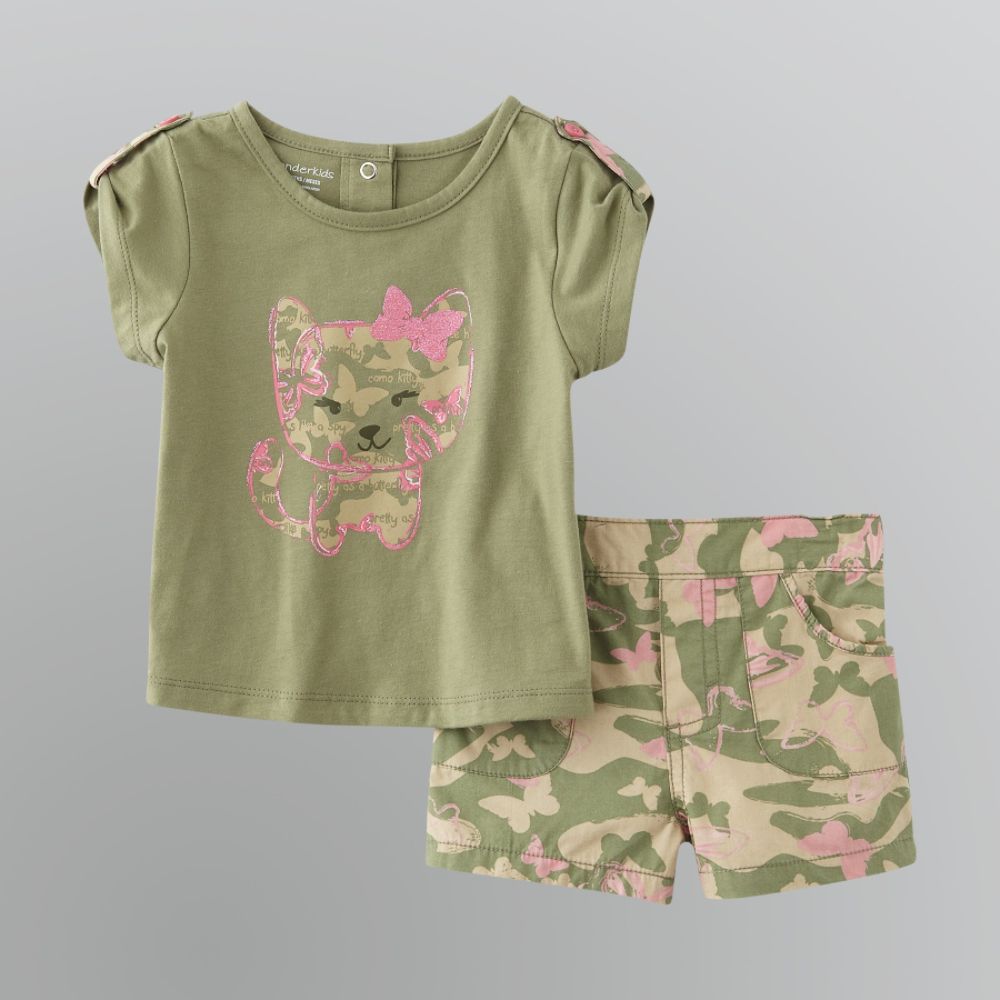 WonderKids Infant & Toddler Girl's Camo Kitty Shirt & Shorts Set at Kmart.com