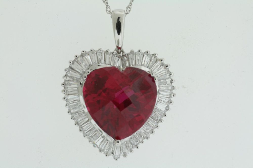 Sterling Silver Lab Created Lab Ruby Pendant