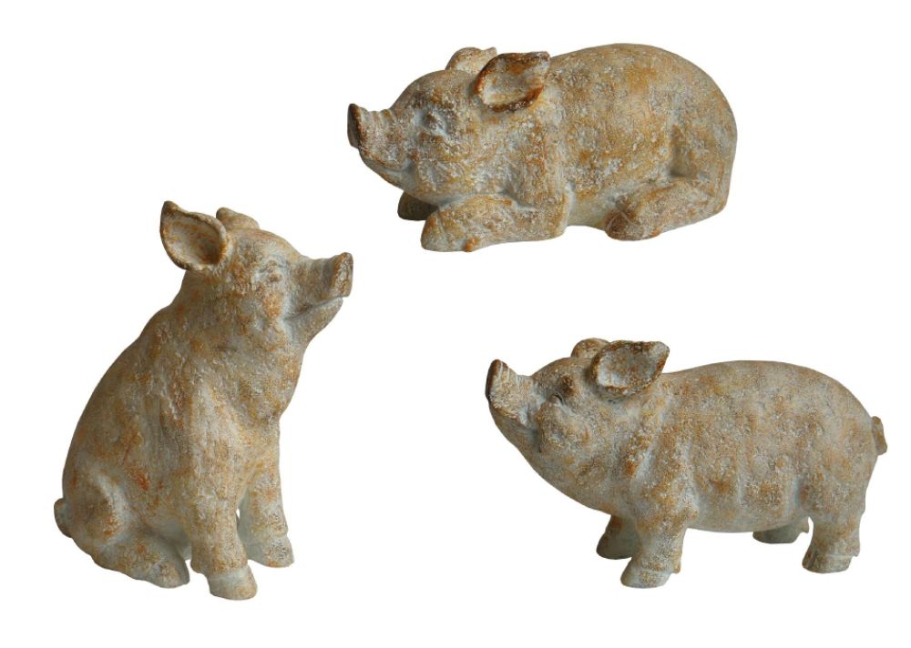 Set of 3 Resin Pigs--Outdoor Living-Outdoor Decor-Lawn Ornaments &amp; Statues