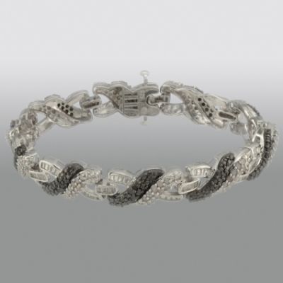 Sterling Silver 3.0 Cttw Black & White Diamond Bracelet, 7.25" at Sears.com