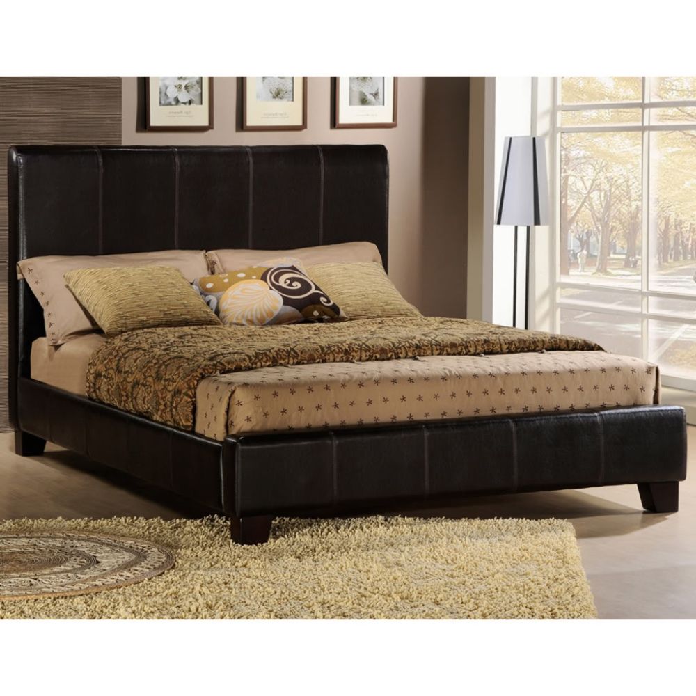 Cairo Dark Brown Queen Leather  on Oxford Creek Full Size Bed In Dark Brown  Bi Cast Faux Leather