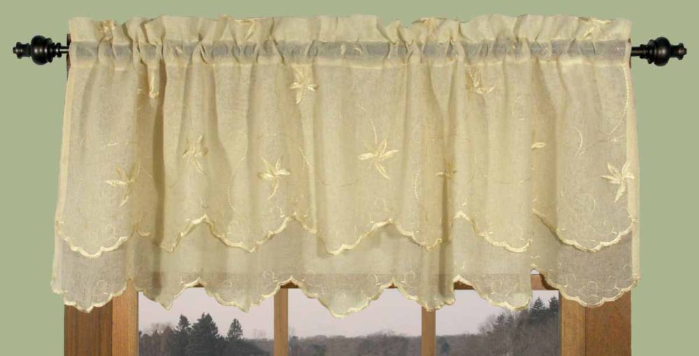 Ricardo Trading Zurich Embroidered Sheer Scallop Valance - Custard at Sears.com