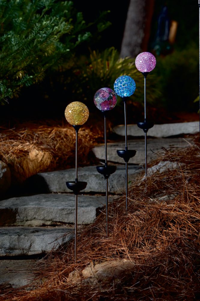 Mosaic Solar Spike - Pink- Garden Oasis-Outdoor Living-Outdoor Decor-Lawn Ornaments &amp; Statues