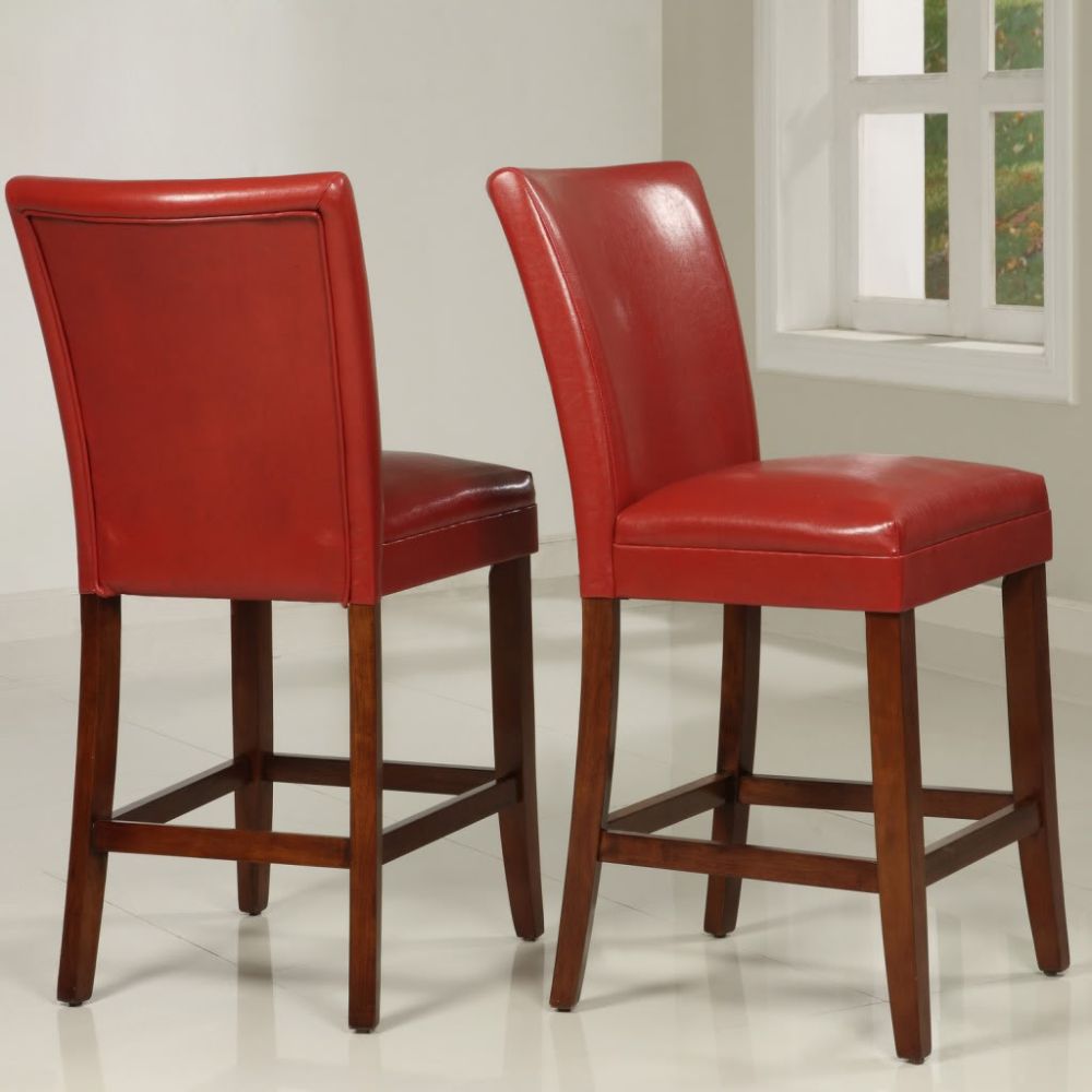 Oxford Creek Wine Red Faux Leather Counter-height Chairs (Set of 2)