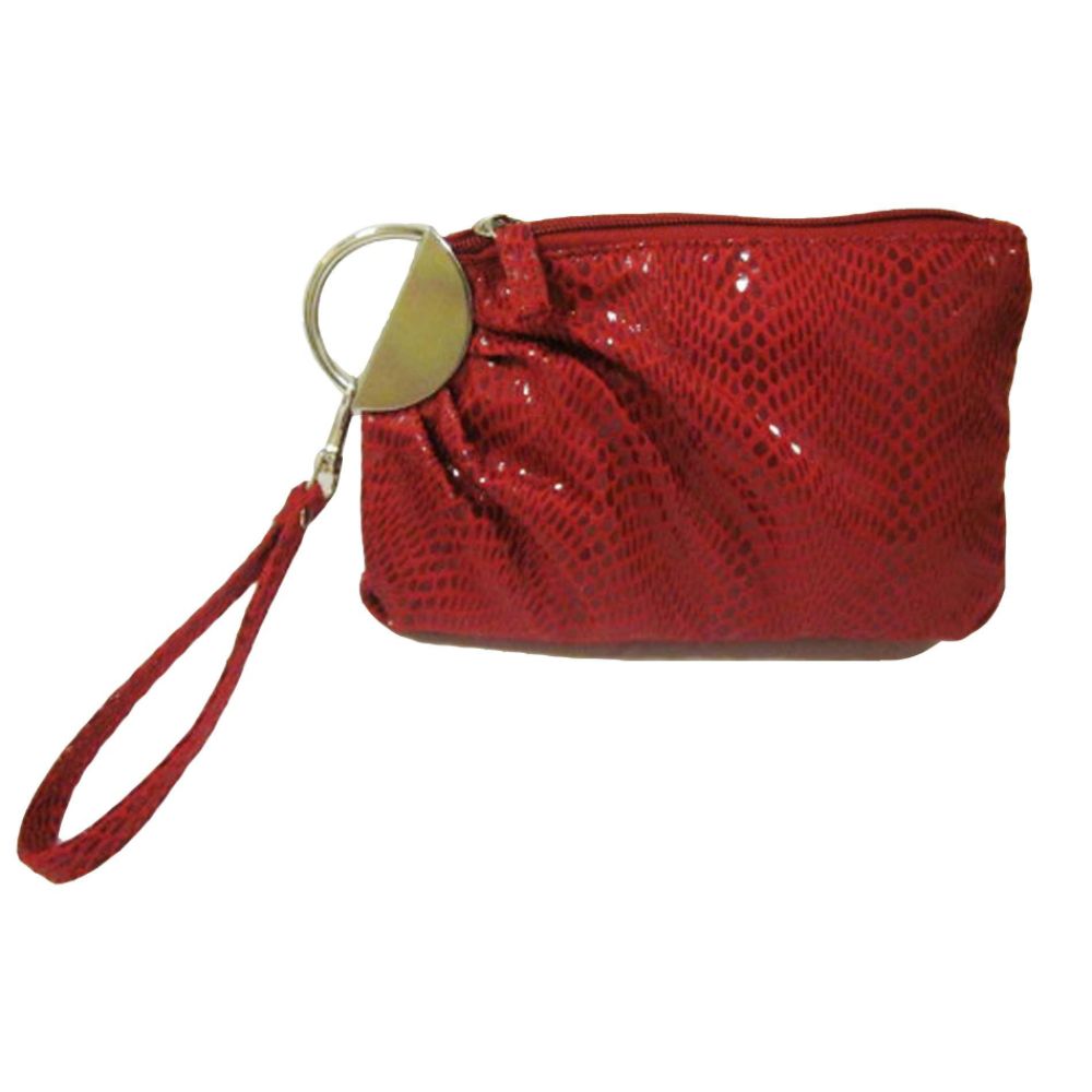 Lulu NYC Womens Snake Wristlet Shimmering Red