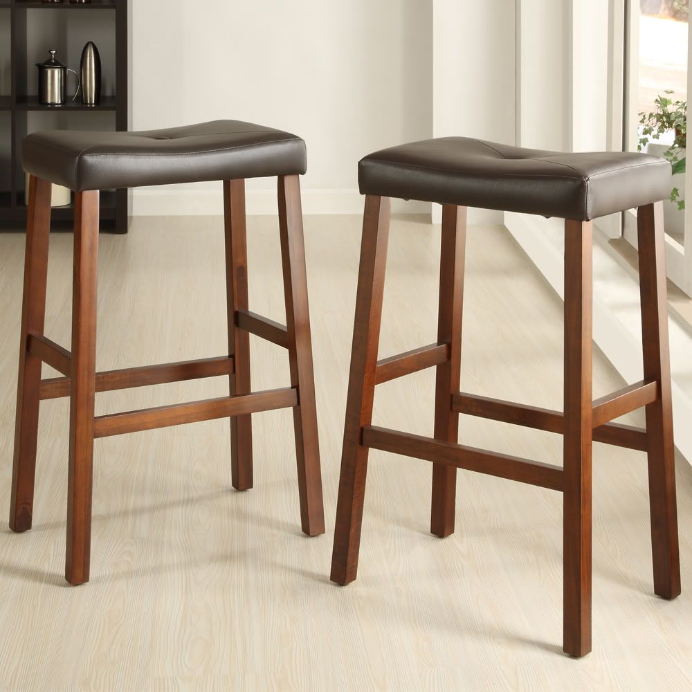 Oxford Creek 29 in. H Cherry Saddle Cushion Barstools (Set of 2) at Sears.com