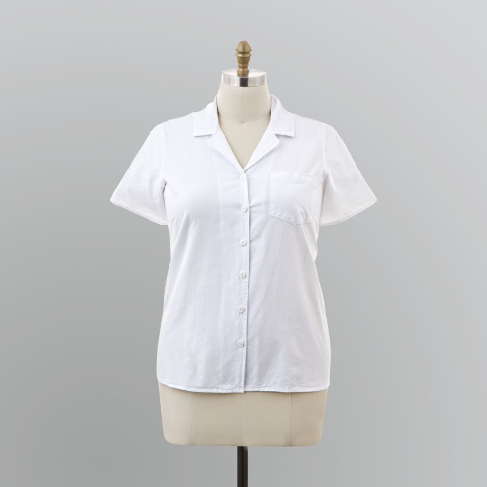 Basic Editions Women's Button-Front Short-Sleeve Shirt at Kmart.com