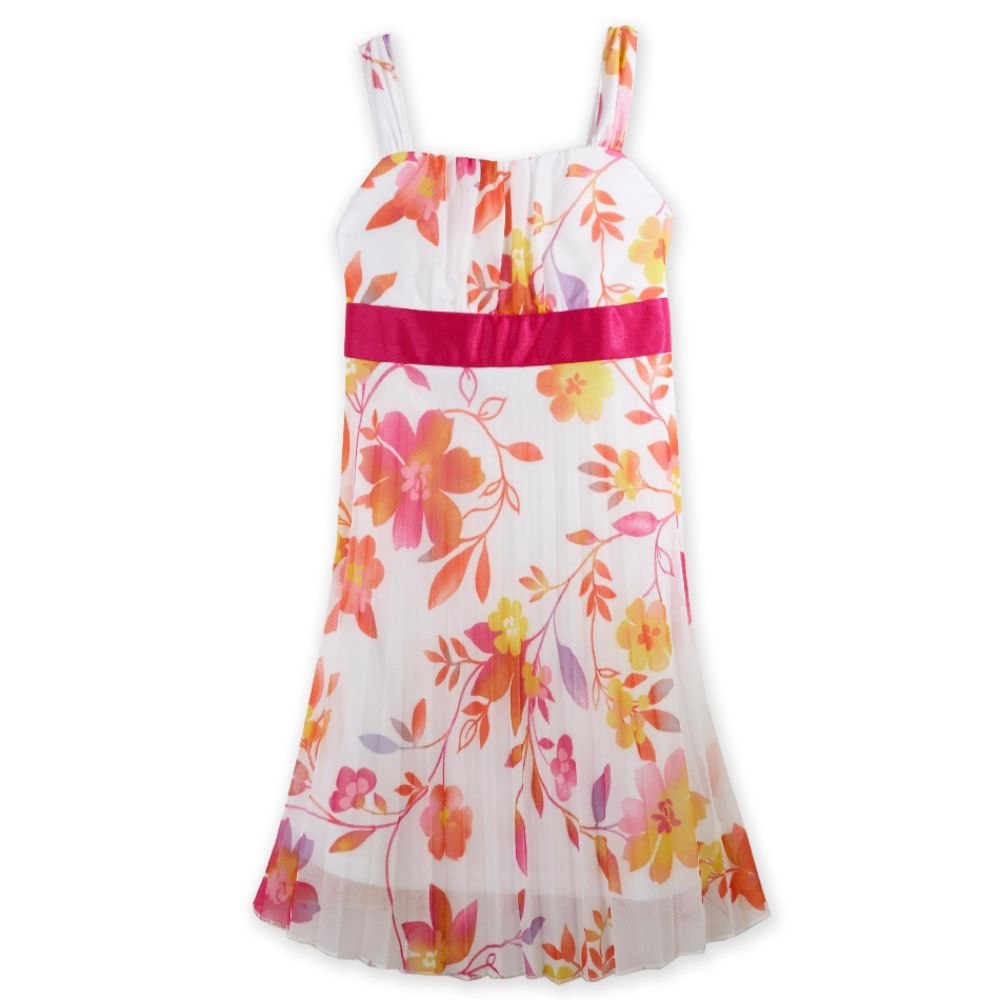 Byer Girls Sleeveless Dress Shirred Bust Straight Skirt Fuchsia/White at Sears.com