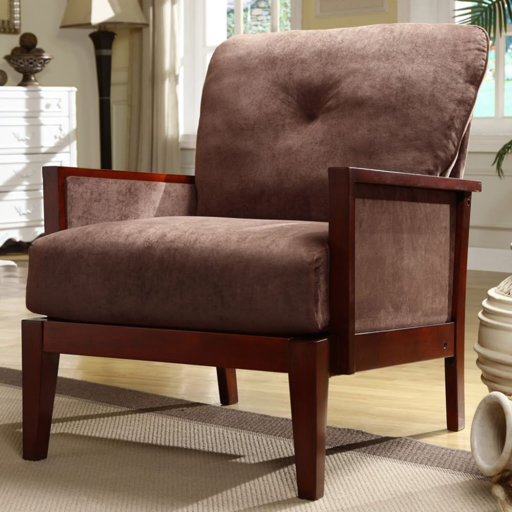 Velvet Accent Chair in Chocolate                                                                                                 at mygofer.com