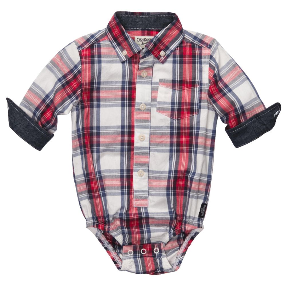 OshKosh Baby Boys Woven Bodysuit Shirt Red Plaid at Sears.com