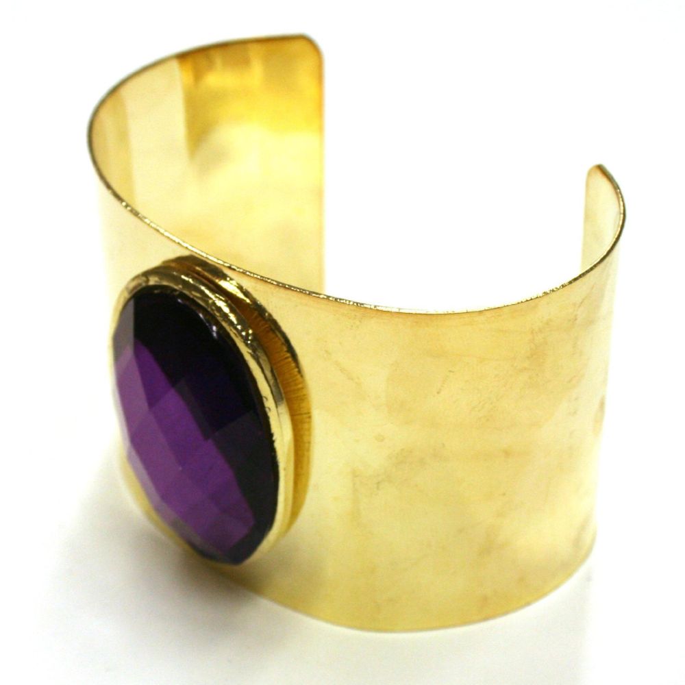Sofia by Sofia Vergara Smooth Cuff Bangle With Purple Stone Gold at Kmart.com