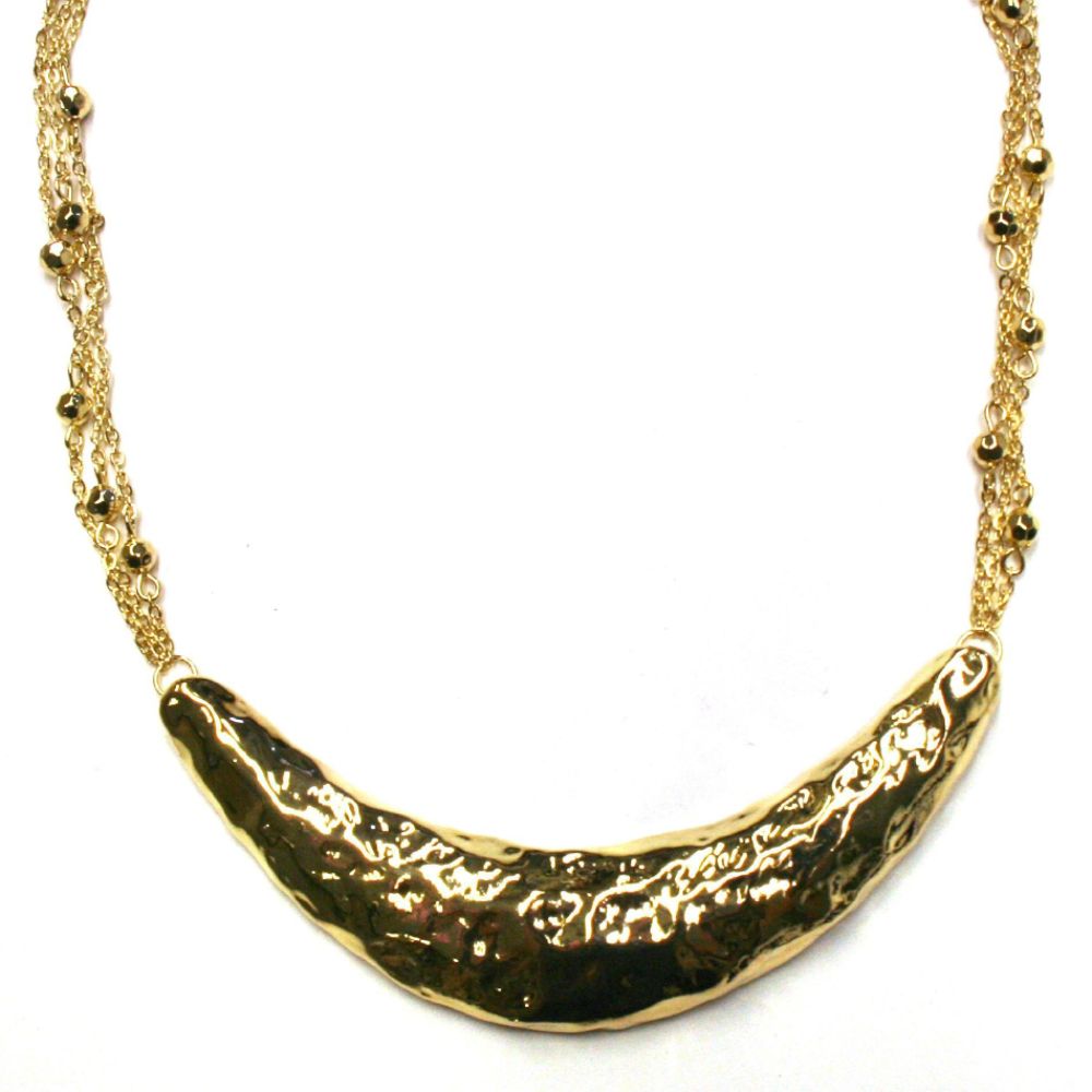 Sofia by Sofia Vergara Hammered Metal Necklace With Gold Chains